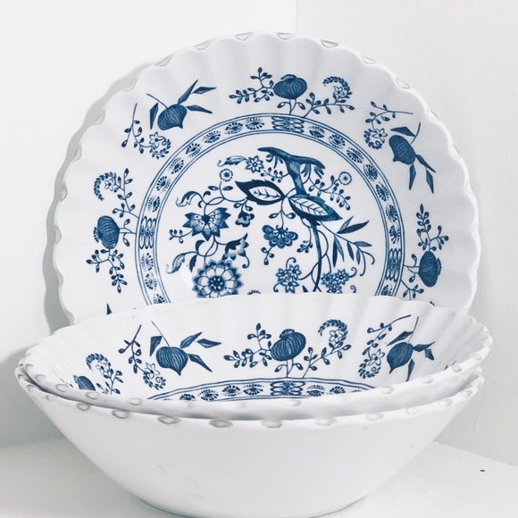 Set of 3 bowls dark blue and white - Picture 2 of 5